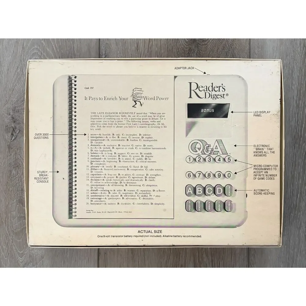 Vintage 1980 Readers Digest Q&A Electronic Trivia Game Selchow Righter TESTED